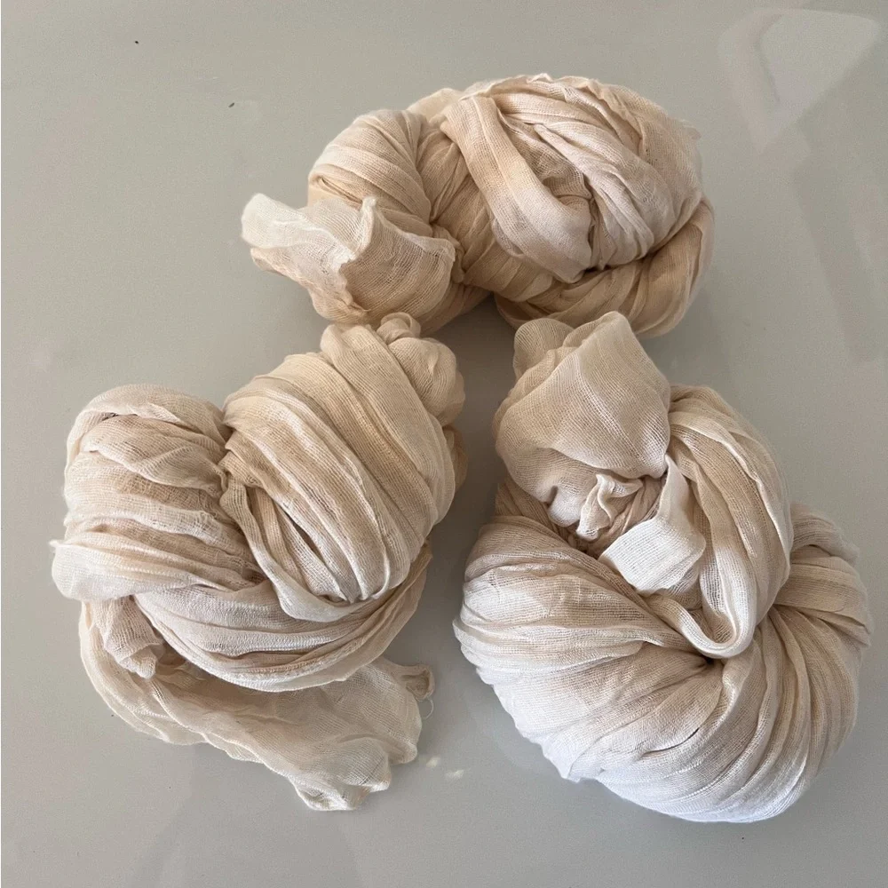 (3) Cream Gauze Cheesecloth Table Runner